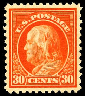 Prices of US Stamps Scott # 516: 1917 30c Franklin Perf 11. Daniel Kelleher Auctions, Dec 2012, Sale 633, Lot 891