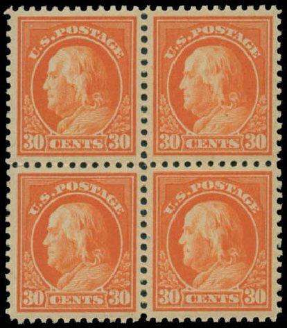 Values of US Stamps Scott Catalogue # 516 - 1917 30c Franklin Perf 11. Matthew Bennett International, Jun 2008, Sale 328, Lot 1014