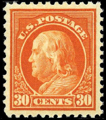 US Stamp Values Scott Catalogue #516 - 30c 1917 Franklin Perf 11. Matthew Bennett International, Sep 2011, Sale 338, Lot 1954