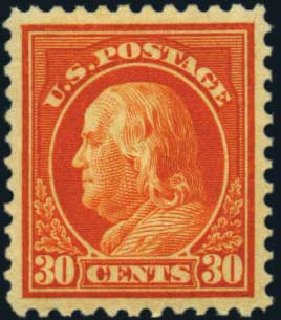 Costs of US Stamp Scott # 516: 1917 30c Franklin Perf 11. Harmer-Schau Auction Galleries, Aug 2012, Sale 94, Lot 1605