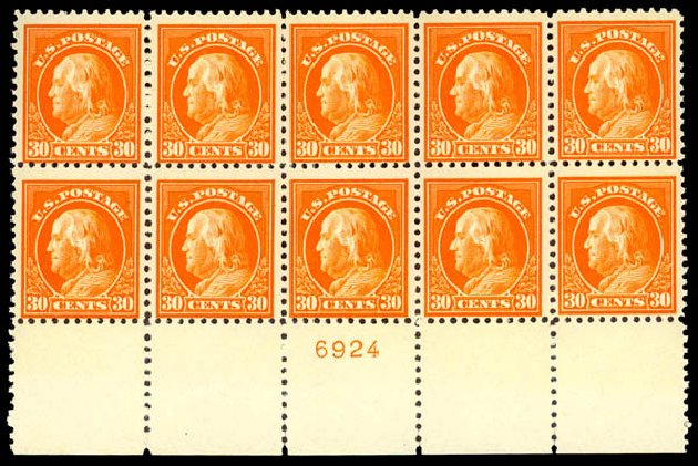 Price of US Stamps Scott Catalogue 516: 1917 30c Franklin Perf 11. Daniel Kelleher Auctions, Dec 2013, Sale 640, Lot 435