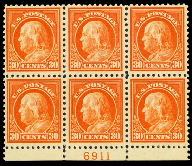 Prices of US Stamps Scott 516: 1917 30c Franklin Perf 11. Daniel Kelleher Auctions, Sep 2013, Sale 639, Lot 3622