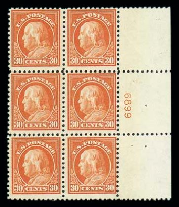 US Stamp Values Scott Cat. 516 - 30c 1917 Franklin Perf 11. Matthew Bennett International, Dec 2007, Sale 325, Lot 2173