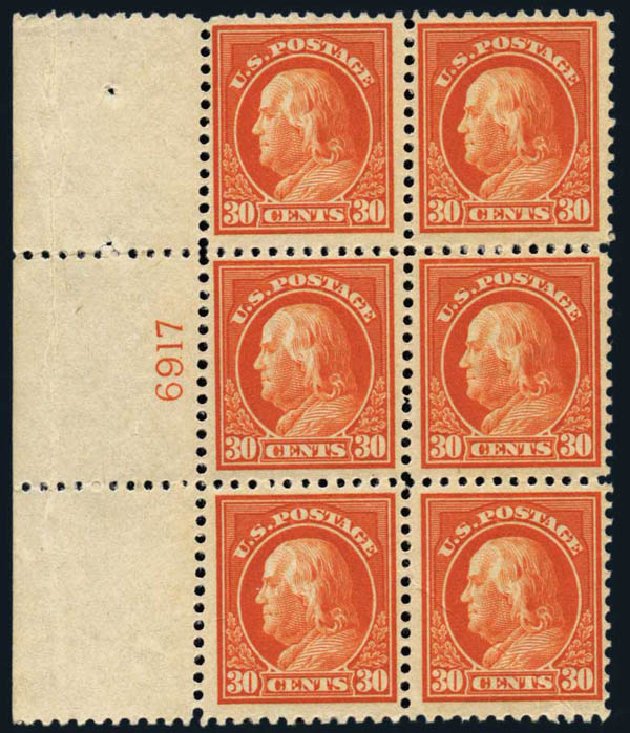 US Stamp Value Scott #516: 30c 1917 Franklin Perf 11. Harmer-Schau Auction Galleries, Oct 2013, Sale 99, Lot 193