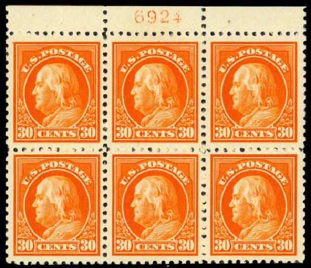 US Stamps Price Scott Cat. 516 - 1917 30c Franklin Perf 11. Daniel Kelleher Auctions, Mar 2013, Sale 635, Lot 603