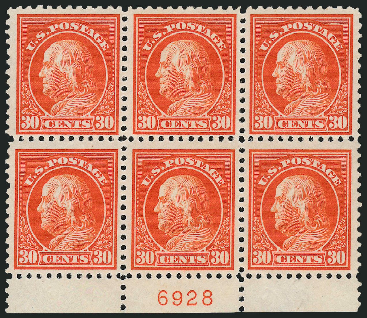 US Stamps Price Scott Cat. # 516 - 1917 30c Franklin Perf 11. Robert Siegel Auction Galleries, Jun 2011, Sale 1011, Lot 773