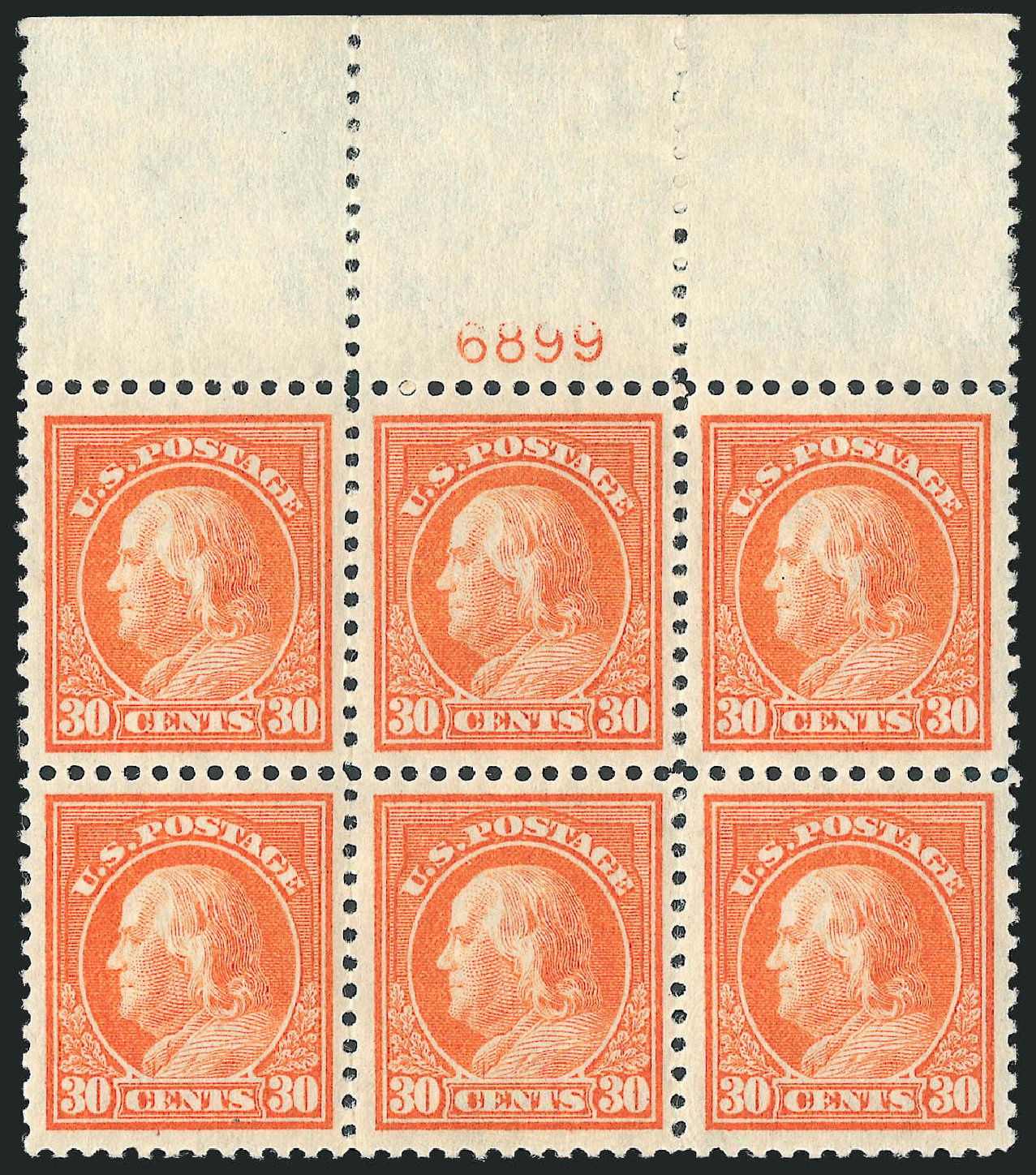 US Stamps Price Scott # 516 - 30c 1917 Franklin Perf 11. Robert Siegel Auction Galleries, Oct 2010, Sale 997, Lot 6053
