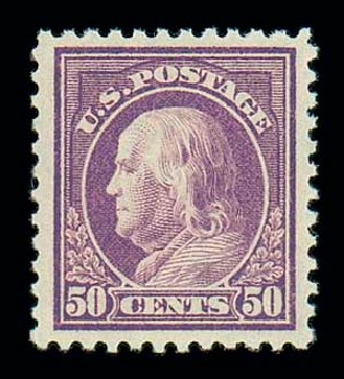 US Stamps Value Scott # 517: 50c 1917 Franklin Perf 11. Matthew Bennett International, Dec 2007, Sale 325, Lot 2174