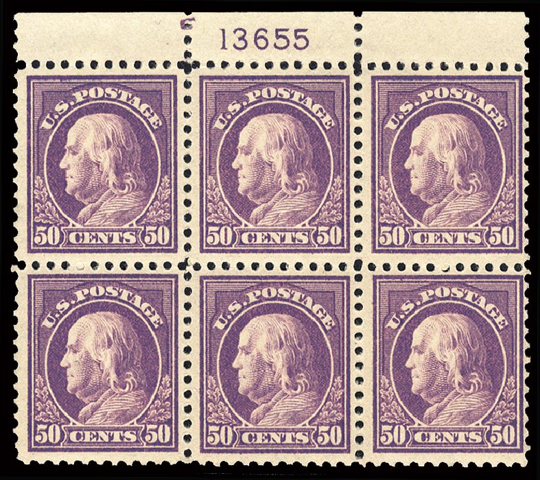Value of US Stamps Scott Cat. #517: 50c 1917 Franklin Perf 11. Cherrystone Auctions, Feb 2011, Sale 201102, Lot 104