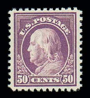 US Stamps Value Scott Catalogue 517 - 50c 1917 Franklin Perf 11. Matthew Bennett International, Dec 2007, Sale 325, Lot 2175