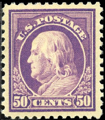 Cost of US Stamps Scott Catalog 517 - 50c 1917 Franklin Perf 11. Matthew Bennett International, Sep 2011, Sale 338, Lot 1955
