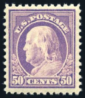 US Stamp Values Scott Catalog 517: 50c 1917 Franklin Perf 11. Harmer-Schau Auction Galleries, Jun 2008, Sale 78, Lot 1602