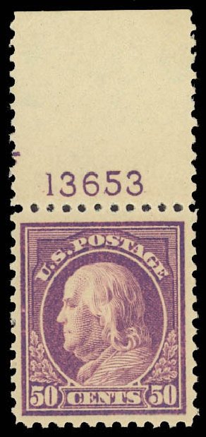 Values of US Stamps Scott # 517: 1917 50c Franklin Perf 11. Daniel Kelleher Auctions, Jun 2012, Sale 630, Lot 1876