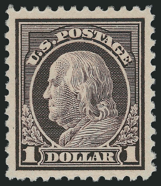 US Stamp Prices Scott 518: 1917 US$1.00 Franklin Perf 11. Robert Siegel Auction Galleries, Mar 2011, Sale 1007, Lot 2797