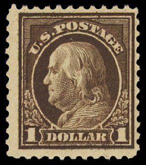 Price of US Stamps Scott Catalog # 518: 1917 US$1.00 Franklin Perf 11. Daniel Kelleher Auctions, Jun 2012, Sale 630, Lot 1878