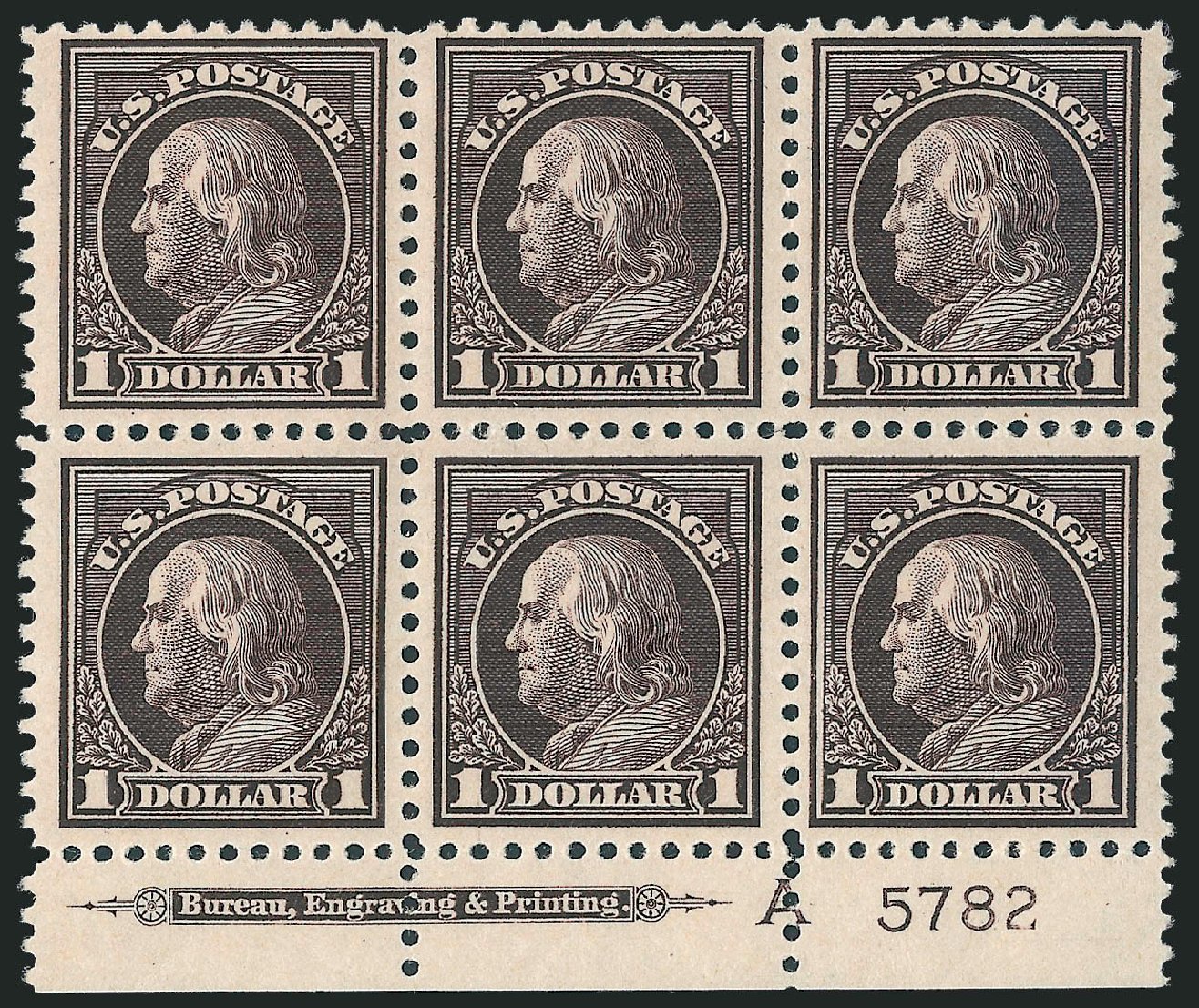 US Stamps Price Scott Cat. # 518: US$1.00 1917 Franklin Perf 11. Robert Siegel Auction Galleries, Mar 2011, Sale 1007, Lot 2798