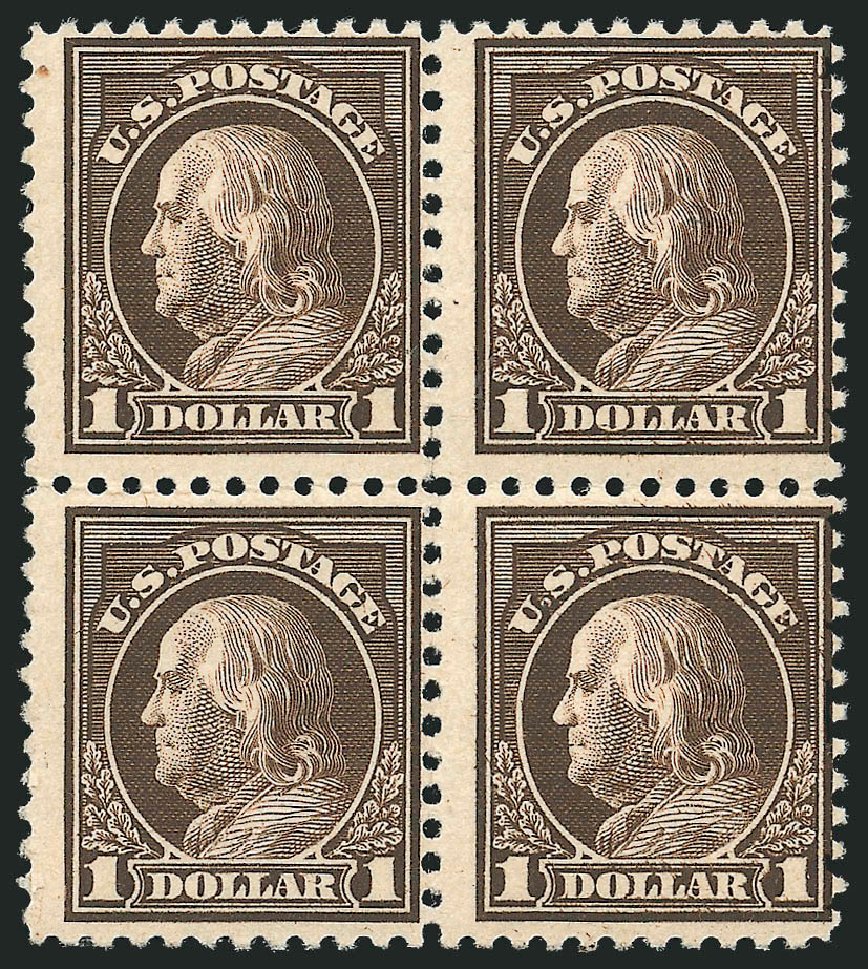 US Stamp Values Scott Catalogue 518 - 1917 US$1.00 Franklin Perf 11. Robert Siegel Auction Galleries, Nov 2013, Sale 1061, Lot 3978