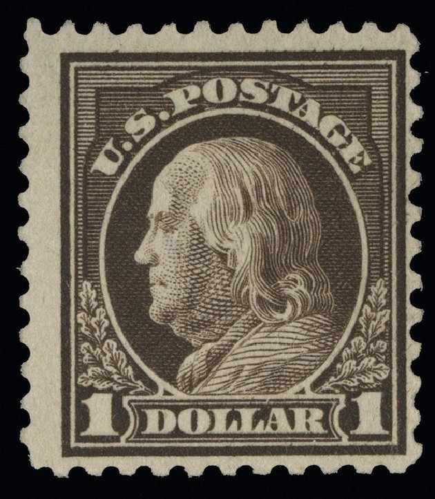 Value of US Stamps Scott Cat. #518: 1917 US$1.00 Franklin Perf 11. Spink Shreves Galleries, Aug 2013, Sale 144, Lot 278