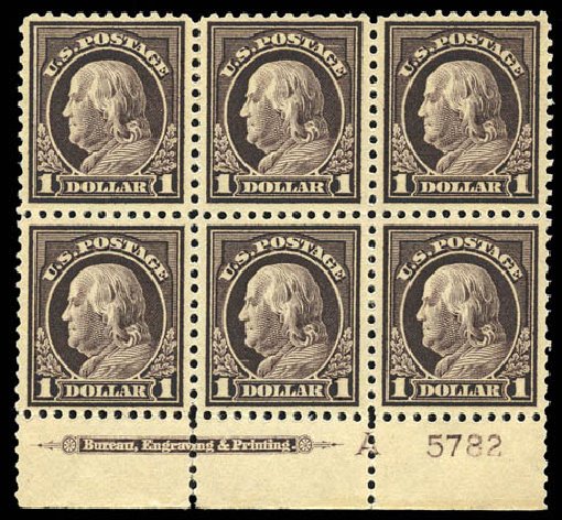 Cost of US Stamp Scott Catalog # 518: 1917 US$1.00 Franklin Perf 11. Matthew Bennett International, Mar 2011, Sale 336, Lot 1319