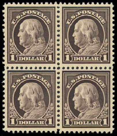 US Stamp Prices Scott Catalog # 518: US$1.00 1917 Franklin Perf 11. Daniel Kelleher Auctions, Jul 2011, Sale 625, Lot 1019
