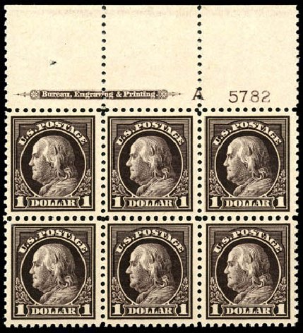 Costs of US Stamps Scott Cat. # 518 - US$1.00 1917 Franklin Perf 11. Matthew Bennett International, Dec 2008, Sale 330, Lot 1831