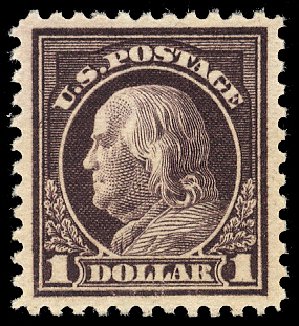 Costs of US Stamp Scott Catalog #518: US$1.00 1917 Franklin Perf 11. Cherrystone Auctions, Sep 2011, Sale 201109, Lot 7031