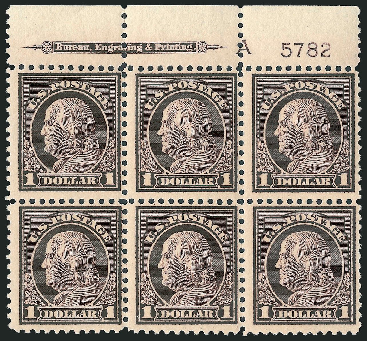 US Stamps Values Scott Catalogue 518: 1917 US$1.00 Franklin Perf 11. Robert Siegel Auction Galleries, Mar 2013, Sale 1040, Lot 1911