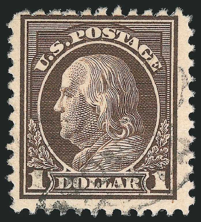 US Stamps Price Scott 518: US$1.00 1917 Franklin Perf 11. Robert Siegel Auction Galleries, Dec 2009, Sale 982, Lot 5911