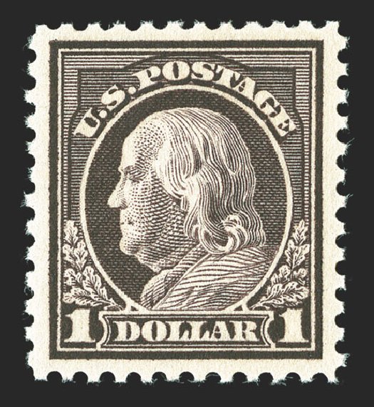 Costs of US Stamp Scott 518: 1917 US$1.00 Franklin Perf 11. Spink Shreves Galleries, Nov 2012, Sale 141, Lot 181