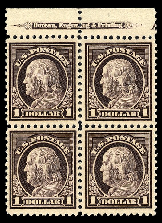 US Stamp Prices Scott Catalogue 518 - 1917 US$1.00 Franklin Perf 11. Cherrystone Auctions, Mar 2014, Sale 201403, Lot 54