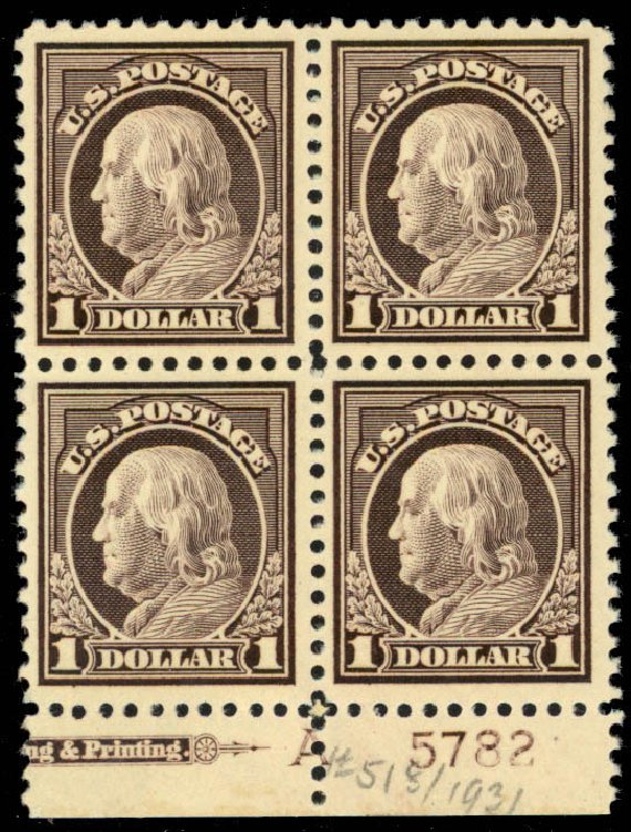 Price of US Stamps Scott Cat. # 518: 1917 US$1.00 Franklin Perf 11. Daniel Kelleher Auctions, Mar 2013, Sale 635, Lot 604