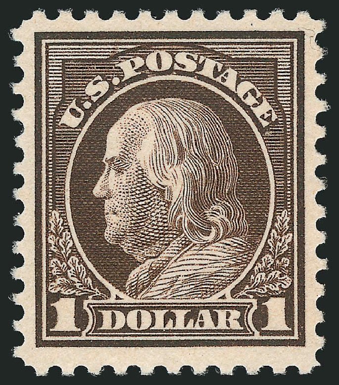 Value of US Stamps Scott Catalog 518: 1917 US$1.00 Franklin Perf 11. Robert Siegel Auction Galleries, Dec 2013, Sale 1062, Lot 714
