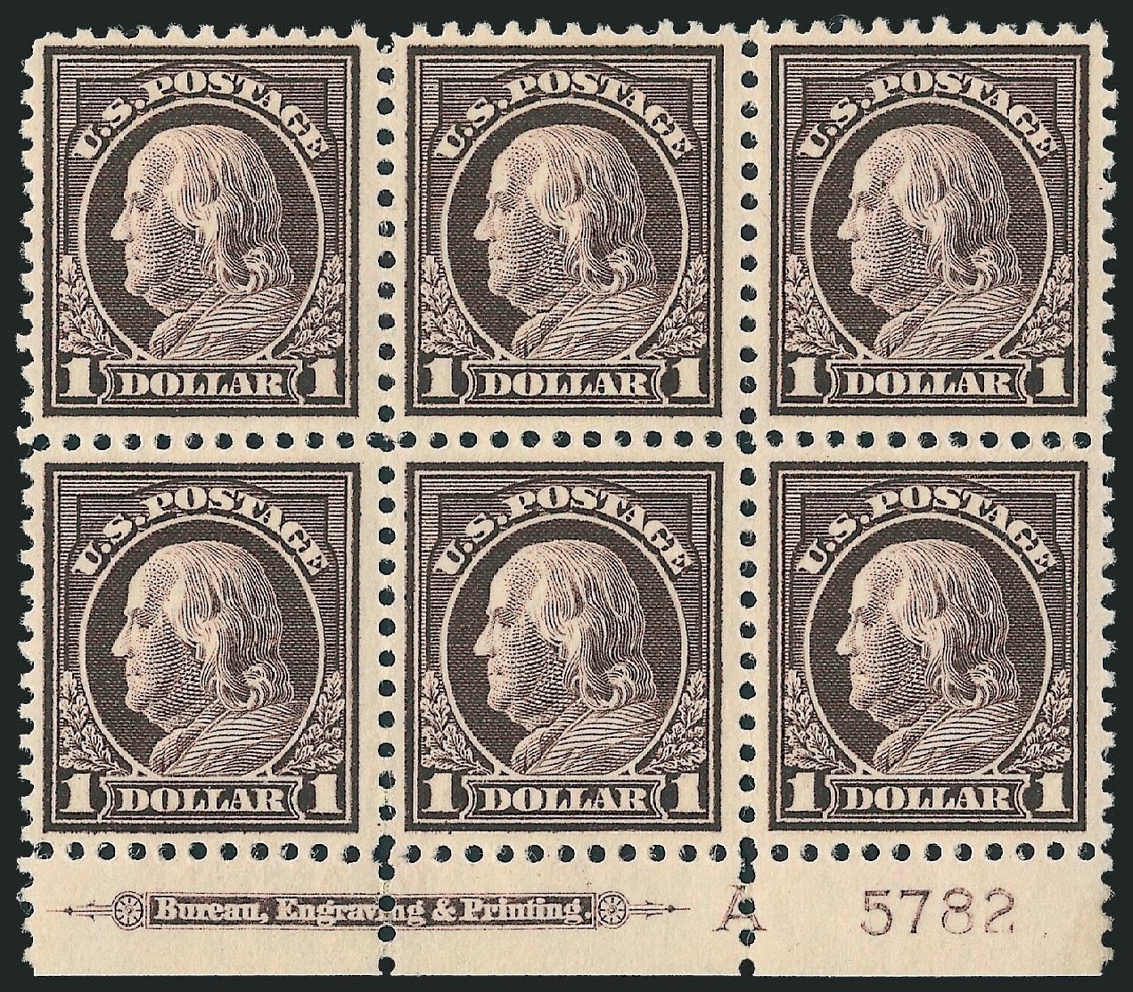Cost of US Stamp Scott Catalog # 518 - US$1.00 1917 Franklin Perf 11. Robert Siegel Auction Galleries, Sep 2009, Sale 976, Lot 2105