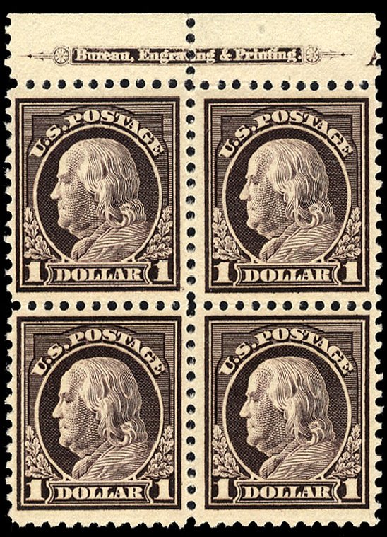 US Stamp Value Scott Catalog # 518: 1917 US$1.00 Franklin Perf 11. Cherrystone Auctions, Nov 2009, Sale 200911, Lot 3132