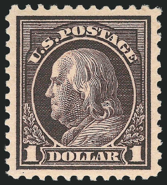 Value of US Stamp Scott Catalog 518 - 1917 US$1.00 Franklin Perf 11. Robert Siegel Auction Galleries, Dec 2012, Sale 1037, Lot 2092