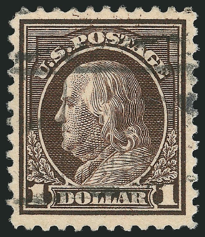 Value of US Stamp Scott 518: 1917 US$1.00 Franklin Perf 11. Robert Siegel Auction Galleries, Feb 2015, Sale 1093, Lot 472