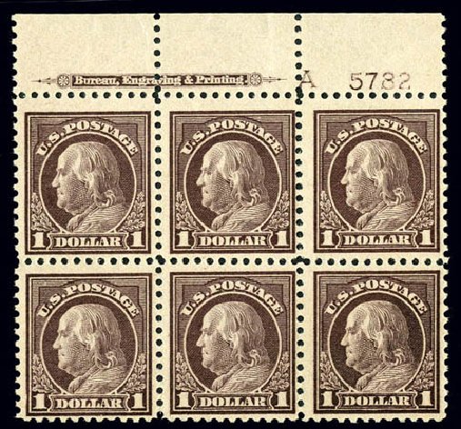 US Stamp Value Scott Catalogue #518 - US$1.00 1917 Franklin Perf 11. Matthew Bennett International, Dec 2008, Sale 330, Lot 1833