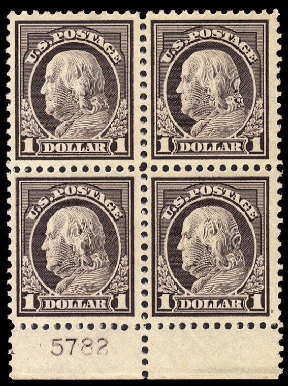 US Stamp Value Scott Catalog #518 - 1917 US$1.00 Franklin Perf 11. Cherrystone Auctions, Apr 2010, Sale 201004, Lot 273