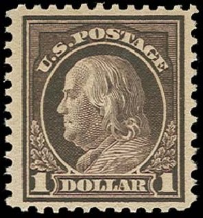 Price of US Stamp Scott Cat. #518 - US$1.00 1917 Franklin Perf 11. H.R. Harmer, Oct 2014, Sale 3006, Lot 1393