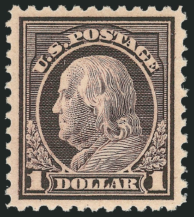 Values of US Stamp Scott Catalogue # 518: 1917 US$1.00 Franklin Perf 11. Robert Siegel Auction Galleries, Dec 2013, Sale 1062, Lot 713