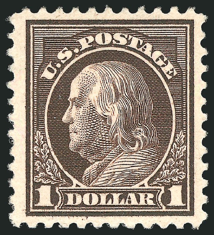 Price of US Stamp Scott 518: 1917 US$1.00 Franklin Perf 11. Robert Siegel Auction Galleries, Apr 2014, Sale 1068, Lot 303