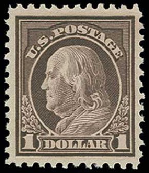 US Stamp Price Scott 518 - 1917 US$1.00 Franklin Perf 11. H.R. Harmer, Jun 2013, Sale 3003, Lot 1366