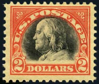 Cost of US Stamp Scott #523 - US$2.00 1918 Franklin Perf 11. Harmer-Schau Auction Galleries, Oct 2012, Sale 95, Lot 257
