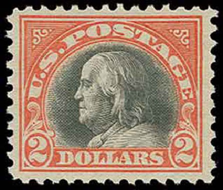 US Stamps Value Scott Cat. 523: 1918 US$2.00 Franklin Perf 11. H.R. Harmer, Nov 2013, Sale 3004, Lot 1297