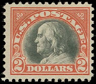 Cost of US Stamp Scott Catalog # 523 - US$2.00 1918 Franklin Perf 11. H.R. Harmer, Oct 2014, Sale 3006, Lot 1397