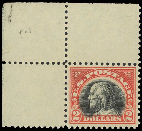 Values of US Stamps Scott Cat. 523: 1918 US$2.00 Franklin Perf 11. Daniel Kelleher Auctions, Jan 2012, Sale 628, Lot 537