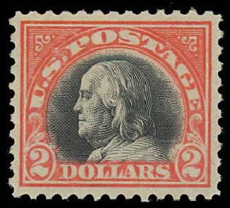 Costs of US Stamp Scott #523: US$2.00 1918 Franklin Perf 11. Daniel Kelleher Auctions, Aug 2012, Sale 631, Lot 1267
