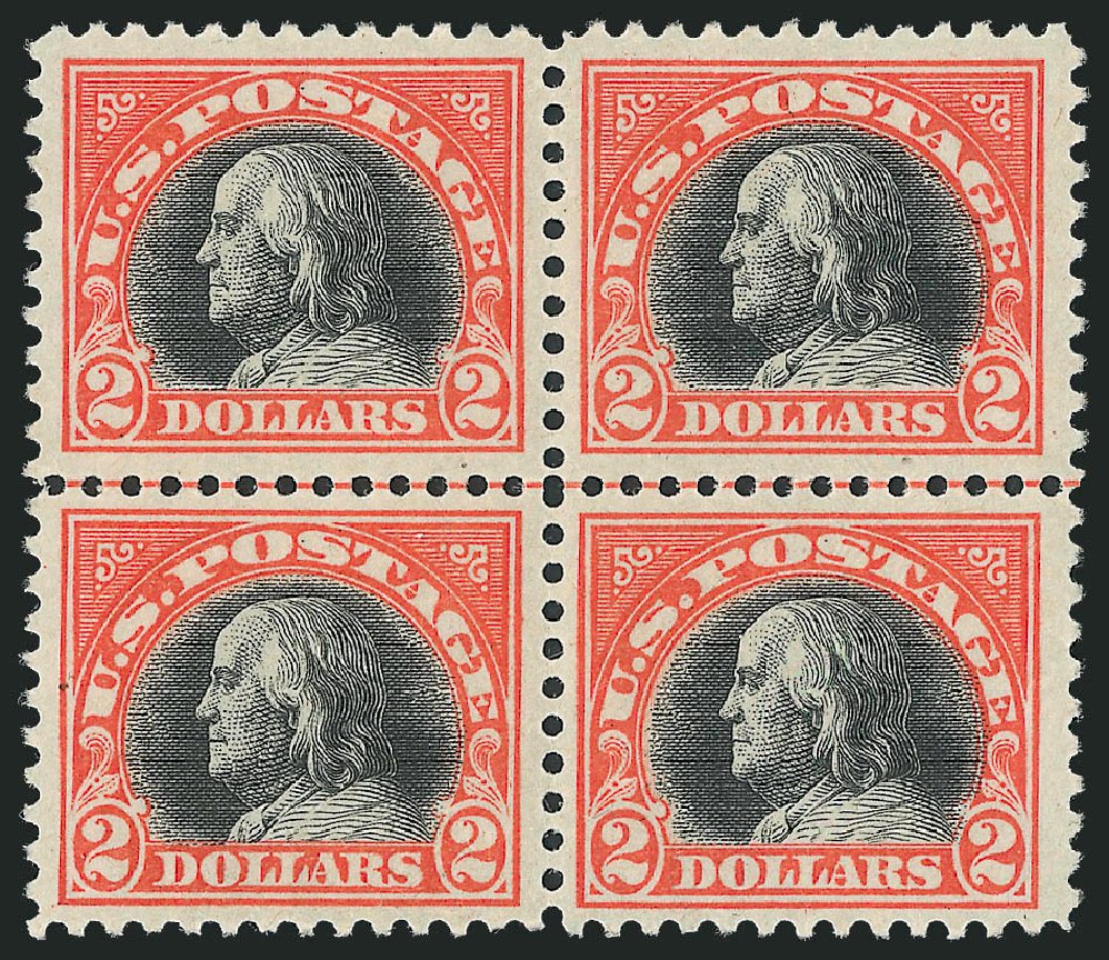 Values of US Stamp Scott Catalog 523: 1918 US$2.00 Franklin Perf 11. Robert Siegel Auction Galleries, Oct 2010, Sale 997, Lot 6067