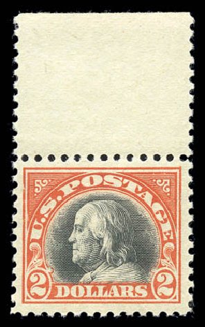 US Stamps Prices Scott 523: US$2.00 1918 Franklin Perf 11. Matthew Bennett International, Sep 2010, Sale 331, Lot 748