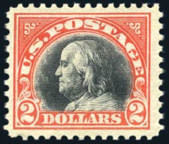 US Stamps Prices Scott Catalog # 523 - US$2.00 1918 Franklin Perf 11. Harmer-Schau Auction Galleries, Aug 2011, Sale 90, Lot 1568